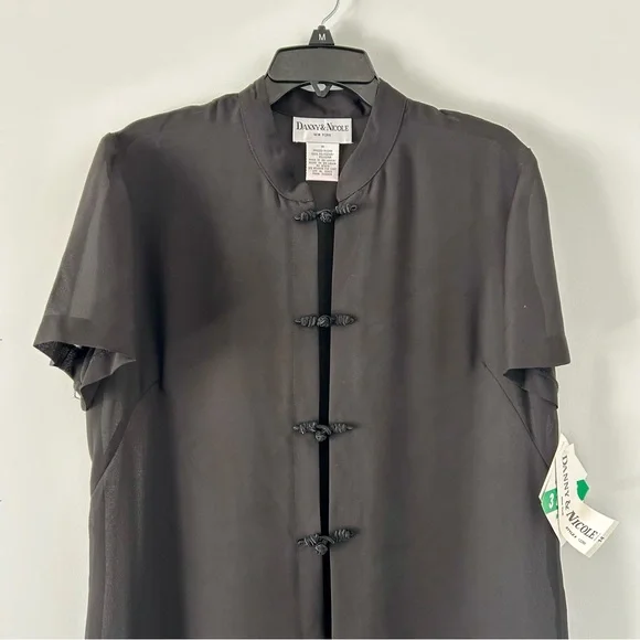 NWT Vintage 1990s-Y2K Danny & Nicole S/S Sheer Longline Blouse w/ Japanese Art - Picture 5 of 12